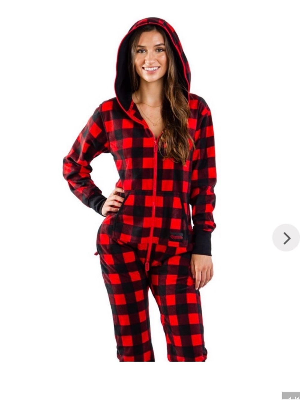 Tipsy Elves Red and Black Buffalo Plaid Women's Onesie Jumpsuit